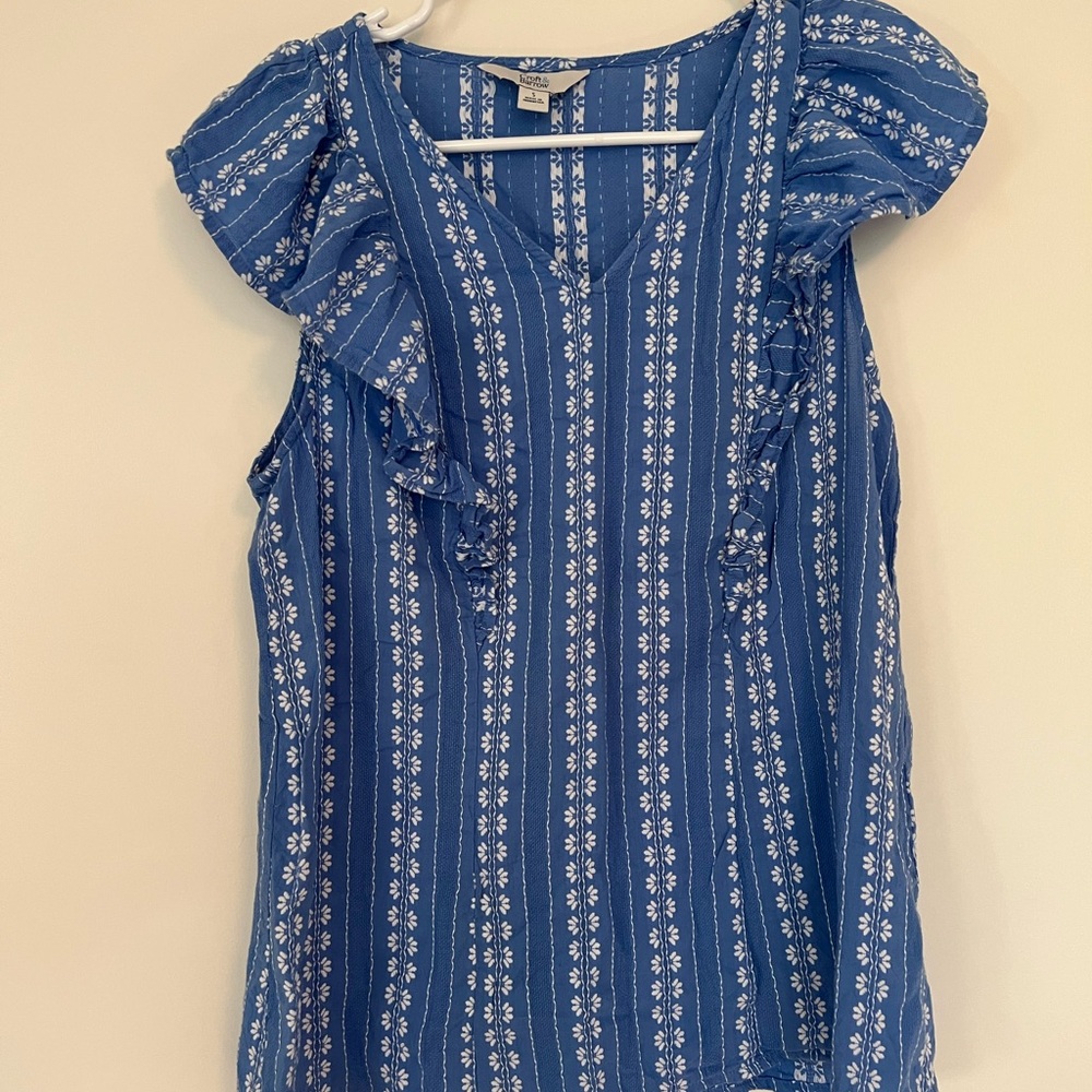 Croft & Barrow Blue Striped Floral Blouse